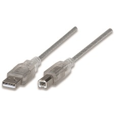 MANHATTAN - Cable USB, Manhattan, 340465, Tipo A Macho a Tipo B Macho, 4.5 m, Plata