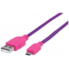 MANHATTAN - Cable USB 2.0, Manhattan, 394048, USB A, Micro USB B, 1 m, Rosa