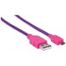 MANHATTAN - Cable USB 2.0, Manhattan, 394048, USB A, Micro USB B, 1 m, Rosa