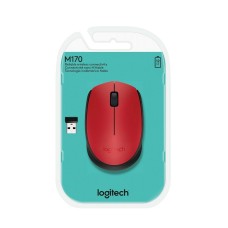 LOGITECH - Mouse, Logitech, 910-004941, M170, Inalámbrico, USB, Rojo