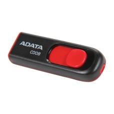 Memoria USB 2.0, Adata, AC008-16G-RKD, 16 GB, Negro y Rojo
