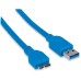 MANHATTAN - Cable USB 3.2, Manhattan, 393898, USB A a Micro USB B, 1 m, Azul