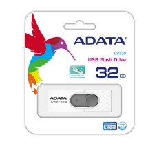 Memoria USB 2.0, Adata, AUV220-32G-RWHGY, 32 GB, Blanco - Gris