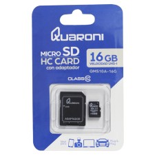 QUARONI - Memoria Micro SD, Quaroni, QMS10A-16G, 16 GB, Clase 10, Incluye Adaptador SD