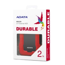 Disco Duro Externo, Adata, AHD330-2TU31-CRD, HD330, 2 TB, USB 3.1, Slim, Rojo