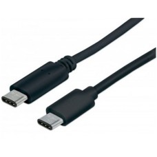 Cable USB C, Manhattan, 353342, 1 m, Negro, Alta Velocidad