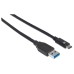 MANHATTAN - Cable de Datos, Manhattan, 354639, USB A, USB C, 50 cm, Negro