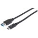 Cable de Datos, Manhattan, 354639, USB A, USB C, 50 cm, Negro