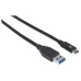 MANHATTAN - Cable USB 3.1, Manhattan, USB A Macho, USB C Macho, 1 m, 10 Gbps, Negro