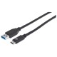 Cable USB 3.1, Manhattan, USB A Macho, USB C Macho, 1 m, 10 Gbps, Negro