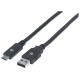 Cable USB C, Manhattan, 354974, 2 m, USB 3.0, Negro