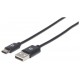 Cable USB, Manhattan, 354929, 2m, USB A a USB C, Negro