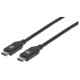 Cable USB-C, Manhattan, 355247, 2 m, Negro