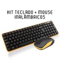 GHIA - Kit Teclado y Mouse, Ghia, GT4000NA, Inalámbrico, USB, Español, Negro, Amarillo
