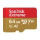 Memoria Micro SDXC, Sandisk, SDSQXA2-064G-GN6MA, Extreme, 64 GB, Clase 10, Adaptador