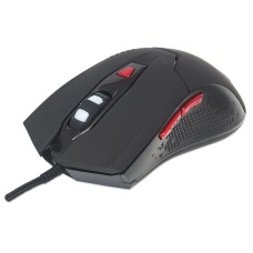 MANHATTAN - Mouse Óptico, Manhattan, 176071, USB, 6 Botones, Negro, LED