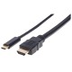 Cable de Video, Manhattan, 151764, HDMI, USB C, 2 m, 4k, Negro