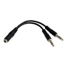 Adaptador de Audio, StarTech, MUYHSFMM, 3.5 mm 4 Pines, 2x 3.5 mm, Splitter audifono y microfono, Negro