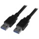 Cable USB 3.0, StarTech, USB3SAA3MBK, USB A, 3 m, Negro
