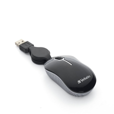 VERBATIM - Mouse, Verbatim, VB98113, Alámbrico, USB, Travel, Retráctil, Mini, Negro
