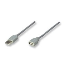 Cable USB 2.0, Manhattan, Extensión, 4.5 m, Gris