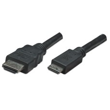 Cable HDMI, Manhattan, 304955, Mini HDMI a HDMI, 1.8 m, Negro, Blindado