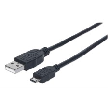 MANHATTAN - Cable USB 2.0, Manhattan, 325677, USB A a Micro USB B, 50 cm, Negro