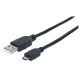 Cable USB 2.0, Manhattan, 325677, USB A a Micro USB B, 50 cm, Negro