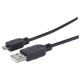 Cable USB 2.0, Manhattan, 307178, USB A a Micro USB B, 1.8 m, Negro
