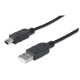 Cable USB 2.0, Manhattan, 333375, USB A a Mini USB B, 1.8 m, Negro