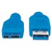 MANHATTAN - Cable USB 3.0, Manhattan, 325424, USB A, Micro USB B, 2 m, Azul