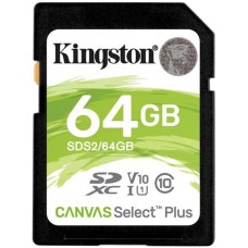 Memoria SD, Kingston, SDS2/64GB, 64 GB, Canvas Select Plus, Clase 10