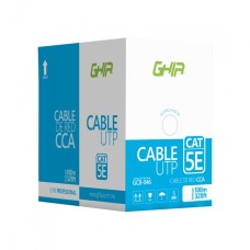 GHIA - Cable de Red, Ghia, GCB-046, UTP, Cat5E, CCA, 24 AWG, Bobina, 100 m, Azul