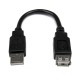 Cable USB 2.0, StarTech, USBEXTAA6IN, Extensión, 15 cm