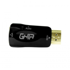 GHIA - Adaptador de Video, Ghia, ADAP-1, HDMI a VGA, 1080p, Audio 3.5 mm, Negro