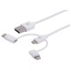 Cable USB, Manhattan, 353434, USB A, Micro USB, USB C, Lightning, 1m, Blanco