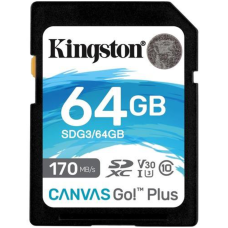 KINGSTON - Memoria SDXC, Kingston, SDG3/64GB, 64 GB, Canvas Go Plus, UHS-I, U3, Clase 10