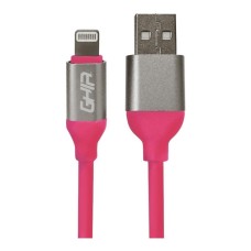 GHIA - Cable de Datos, Ghia, GAC-196P, USB A, Lightning, 1 m, Rosa
