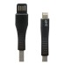 GHIA - Cable de Datos, Ghia, GAC-202NG, USB A, Lightning, 1 m, Reversible, Plano, Gris, Negro