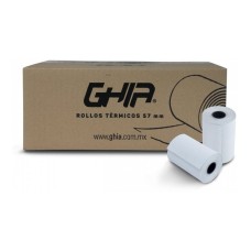 GHIA - Papel Térmico, Ghia, CTG574N, Caja, 57 x 40 mm, 50 Rollos, Negro