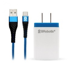 Cargador, Brobotix, 963332, Cable USB A a USB C, Carga Rápida, 1 m, Azul, Blanco