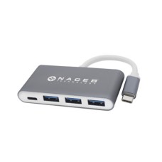 NACEB - Concentrador USB, Naceb, NA-0112, Hub, USB C, USB 3.0, Plateado