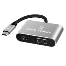 PERFECT CHOICE - Adaptador de Video, Perfect Choice, PC-101284, USB C, HDMI, VGA