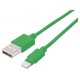 Cable de Datos, Manhattan, 394215, Lightning a USB-A, Verde, 1 m
