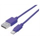 Cable de Datos, Manhattan, 394239, Lightning a USB-A, Morado, 1 m