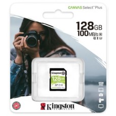 KINGSTON - Memoria SDXC, Kingston, SDS2/128GB, 128 GB, Canvas Select, 100R, CL10, UHS-I, V30, Negro