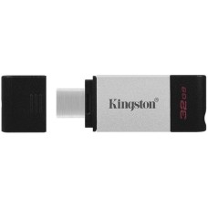 KINGSTON - Memoria USB 3.2, Kingston, DT80/32GB, 32 GB, USB C, Plateado, Negro