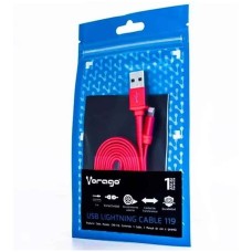 VORAGO - Cable USB 2.0, Vorago, CAB-119_ROJO, USB A a Lightning, 1 m, Rojo