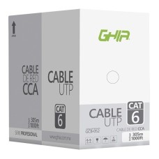 GHIA - Cable de Red, Ghia, GCB-052, Bobina, UTP, CAT6, CCA, 23 AWG, 305m, Blanco