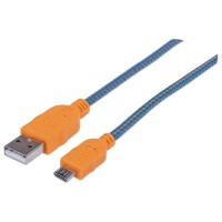 Cable USB 2.0, Manhattan, 394024, USB A a Micro USB B, 1 m, Naranja